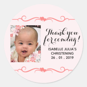 Elegant THANK YOU FOR COMING! Christening Sticker