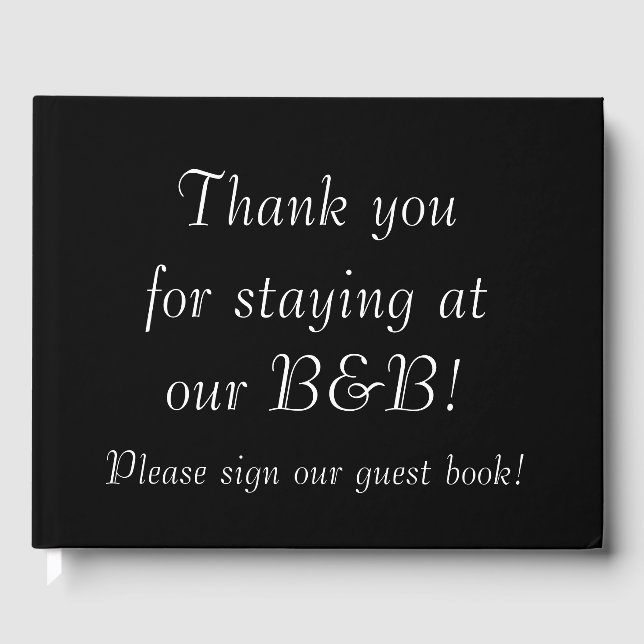 Elegant "Thank you for staying at our B&B!" Guest Book (Front)