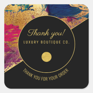 Elegant thank you for your order abstract custom square sticker