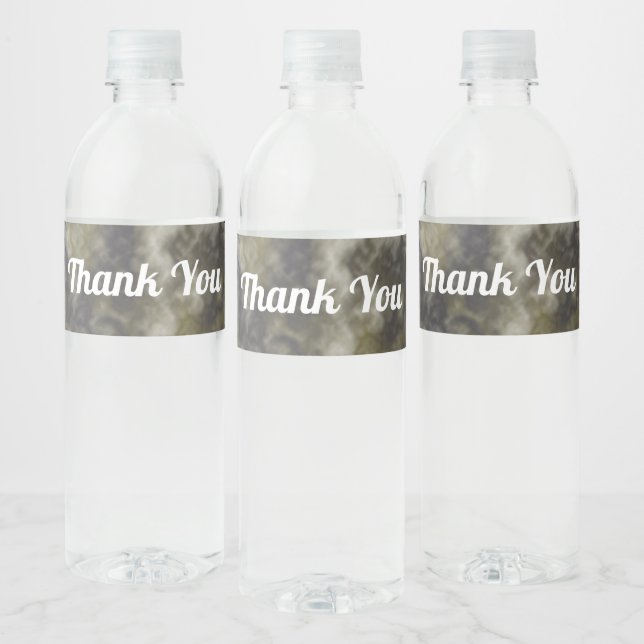 Elegant Thank You Gold Blue Marbled Appreciation Water Bottle Label (Bottles)