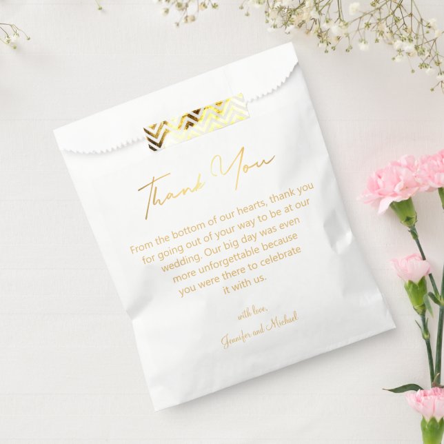 elegant thank you gold chic script wedding  favour bags (Sealed)