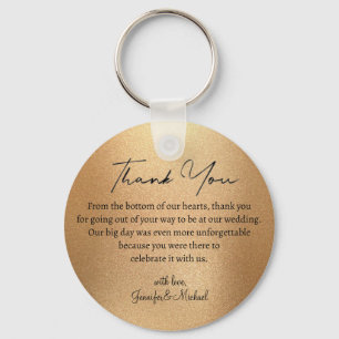 elegant  thank you gold metallic wedding key ring