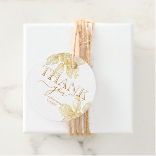 Elegant Thank you Gold Typography Leafy Birthday Favour Tags