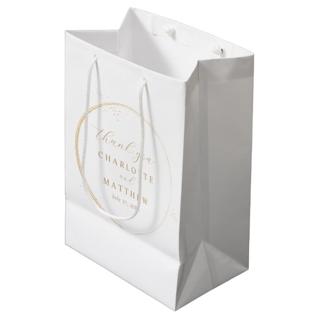 Elegant Thank You Gold Wedding  Medium Gift Bag (Front Angled)