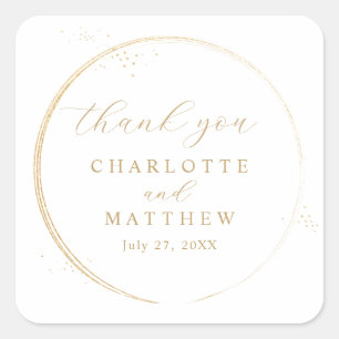 Elegant Thank You Gold Wedding  Square Sticker