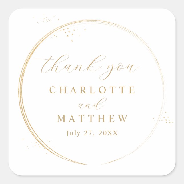 Elegant Thank You Gold Wedding  Square Sticker (Front)