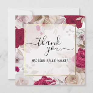 Elegant Thank You Graduation Floral Holiday Card