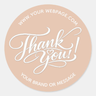 Elegant “Thank You” Hand-Lettered Design with Hear Classic Round Sticker