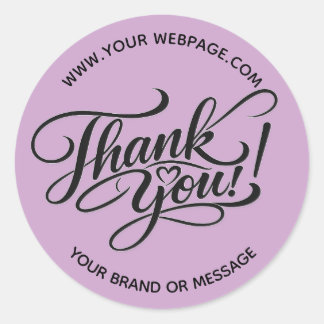 Elegant “Thank You” HandLettered Design with Heart Classic Round Sticker