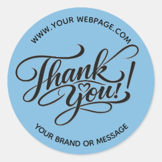 Elegant “Thank You” HandLettered Design with Heart Classic Round Sticker