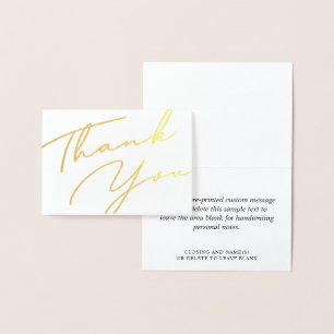Elegant Thank You Handwritten Script Personalised Foil Card