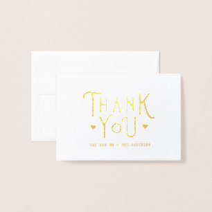 Elegant Thank You Heart   Photo Wedding Foil Card