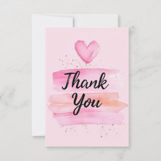 Elegant Thank You Message with Watercolor Heart  Card