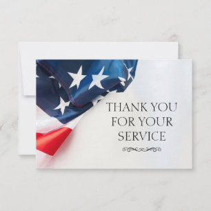 Elegant Thank You Military Veteran Flag Cards