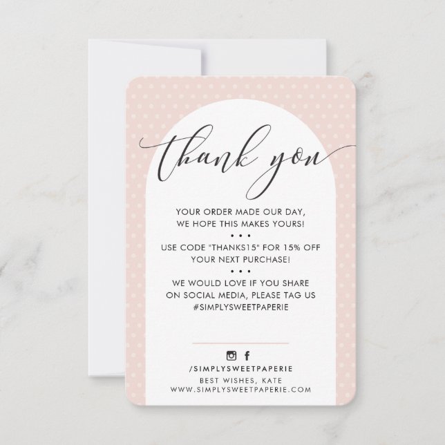 ELEGANT THANK YOU modern arch blush pink black (Front)