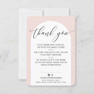 ELEGANT THANK YOU modern arch blush pink black
