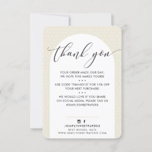 ELEGANT THANK YOU modern arch ivory cream black Card