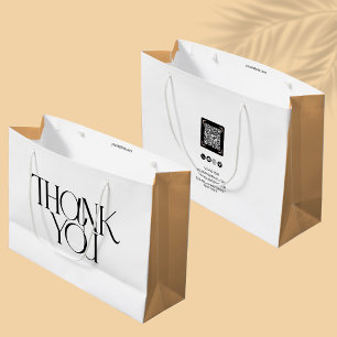 Elegant Thank You Modern Business   QR Code Simple Large Gift Bag