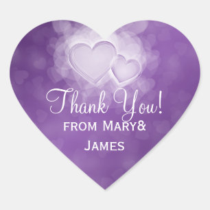 Elegant Thank you Modern Hearts Purple Heart Sticker