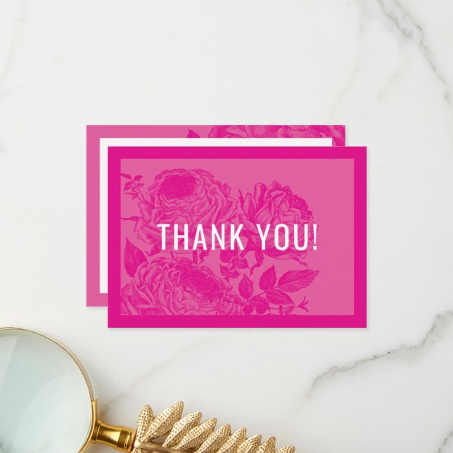 ELEGANT THANK YOU modern roses floral pretty pink (Front/Back In Situ)