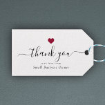 Elegant Thank You Modern Script Red Heart Business Gift Tags<br><div class="desc">This modern simple delicate red heart thank you gift tag features hand-lettered script calligraphy alongside your small business name in elegant serif typography. Space for additional message on the back. This is the horizontal black and white version.</div>