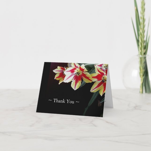Elegant Thank You Notes - Red & Yellow Tulips (Front)