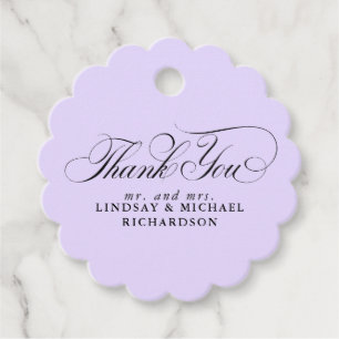 Elegant Thank You Purple Wedding Favour Tags