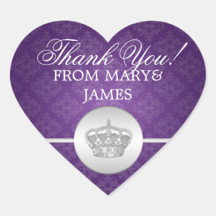 Elegant  Thank you Royal Crown Purple Heart Sticker