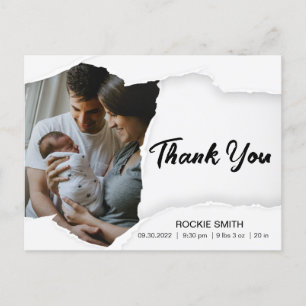 Elegant Thank You Script Baby Birth Announcement 