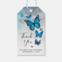 Elegant Thank You Silver and Blue Butterfly
