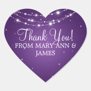 Elegant Thank you Sparkling Chain Purple Heart Sticker