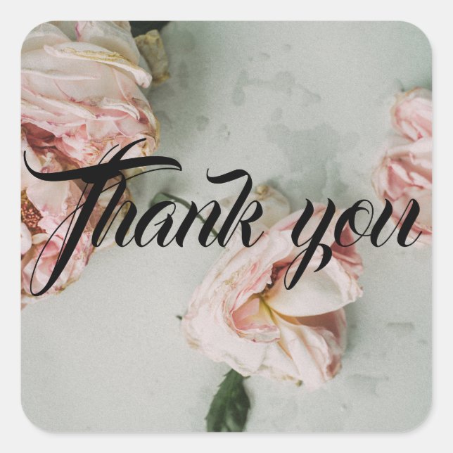 Elegant thank you Square Stickers (Front)