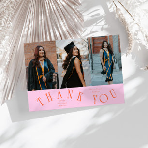 Elegant Thank You Typography Grad Photo Orange Announcement