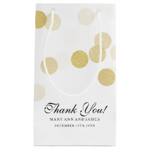 Elegant Thank You Wedding Gold Foil Glitter Lights Small Gift Bag