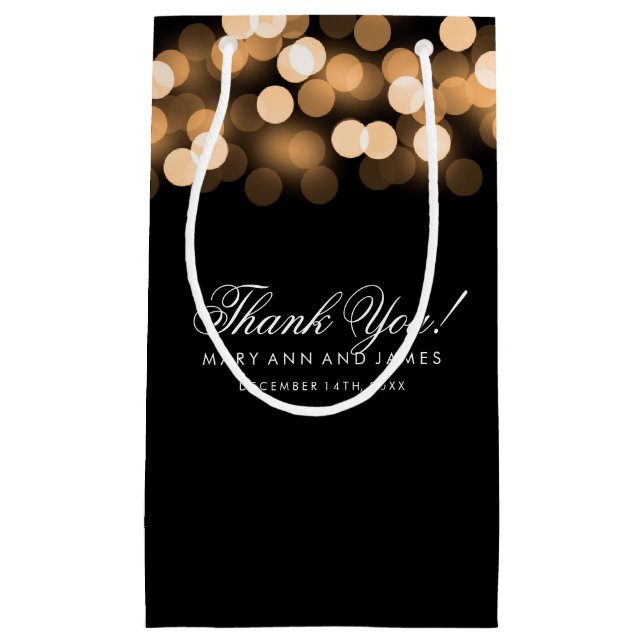 Elegant Thank You Wedding Gold Hollywood Glam Small Gift Bag (Front)
