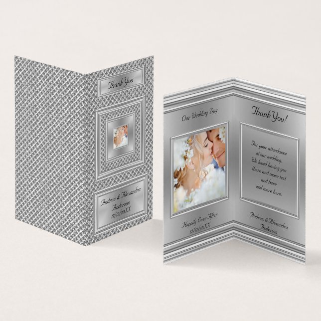 Elegant Thank You Wedding Photo Silver Gray (Inside and Outside)