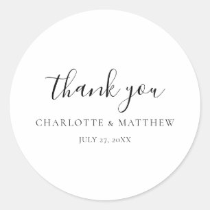 Elegant Thank You Wedding Round Sticker