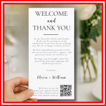 Elegant Thank You Welcome & Thanks QR Place Cards 