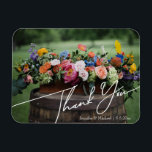 elegant thank you white handwriting wedding photo magnet<br><div class="desc">elegant thank you stylish white handwriting photo wedding magnet</div>