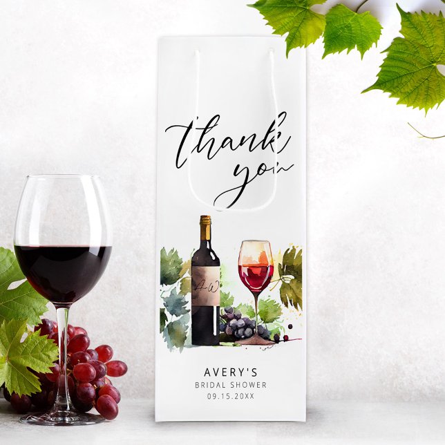 Elegant Thank You Wine Themed Bridal Shower Gift Bag (Creator Uploaded)
