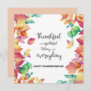 Elegant Thankful & Grateful with Colourful leaves  Invitation