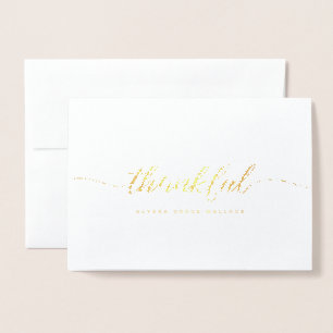Elegant Thankful Script Personalized thank you Foil Card