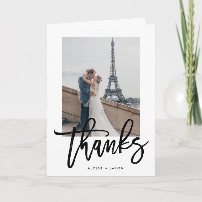 Elegant Thanks | Wedding Photo Thank You Card (Front)