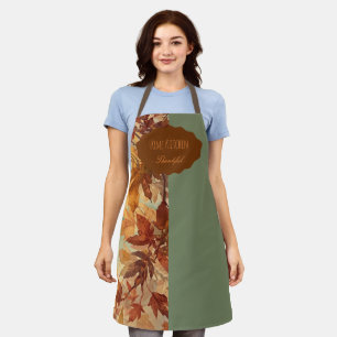 Elegant,Thanksgiving, Autumn Leaves,Rustic Apron