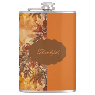 Elegant,Thanksgiving, Autumn Leaves,Rustic, Modern Hip Flask