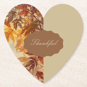 Elegant,Thanksgiving, Autumn Leaves,Rustic Paper Coaster