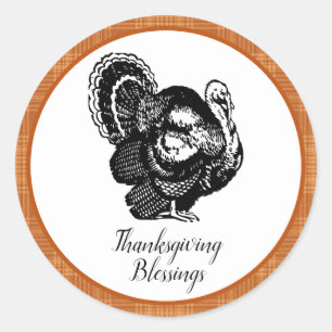 Elegant Thanksgiving Blessings Classic Round Sticker