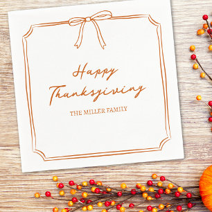 Elegant Thanksgiving Burnt Orange Simple Chic  Bow Napkin