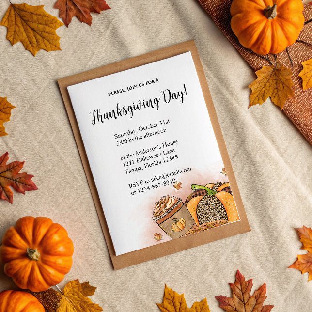 Elegant Thanksgiving Day Invitation (Elegant Thanksgiving Day Invitation)