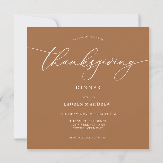 Elegant Thanksgiving Dinner Fall Colours Invitatio (Front)